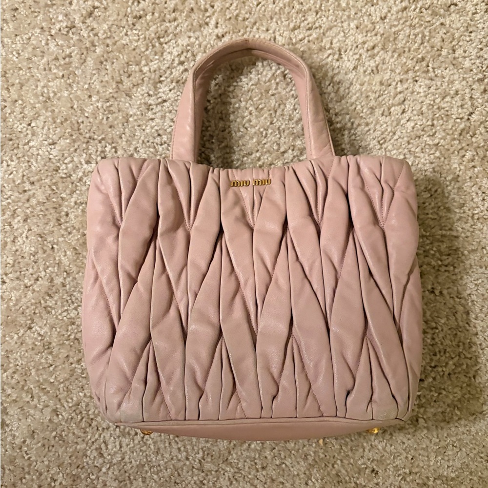 Miu Miu Pink Quilted Matelasse Handle Bag